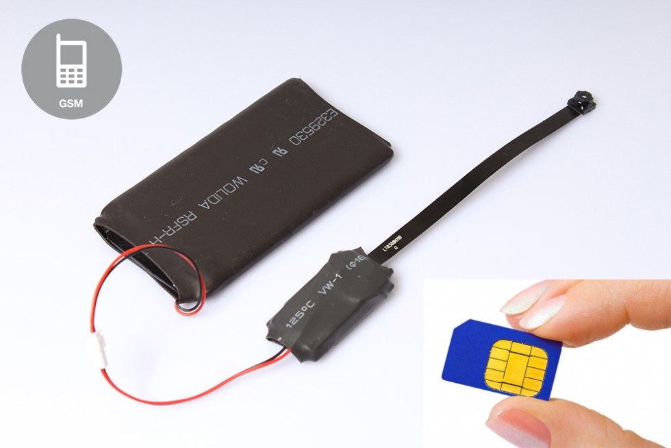 Gsm-spy pinhole -kamera sim- ja sd-kortilla
